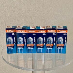 Osram Halogen 35W Bulbs 64432-S Halostar Starlite Bi-Pin Set of 6 NIB Germany